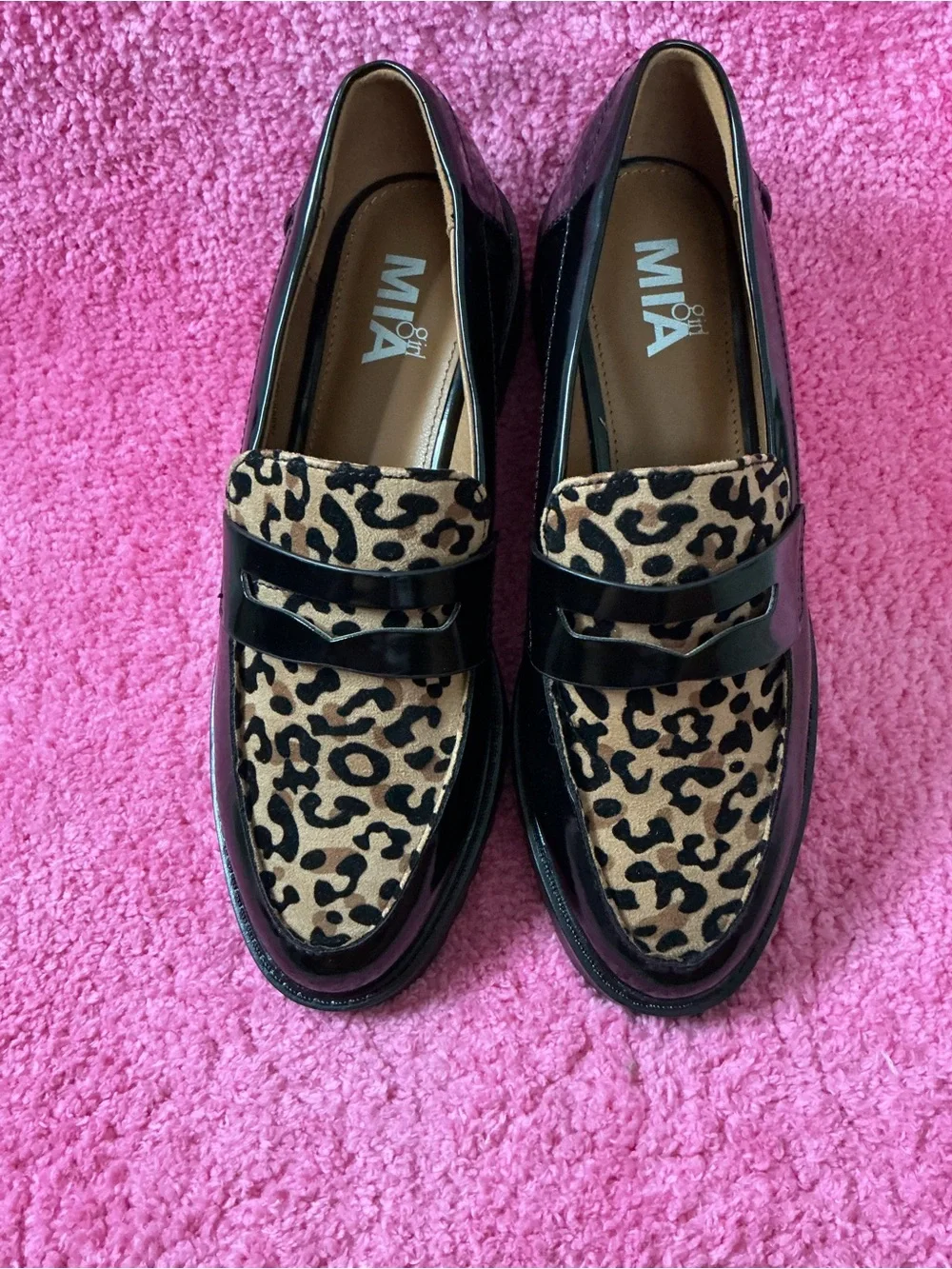 Leopard Print Penny Loafers in Tan and Black